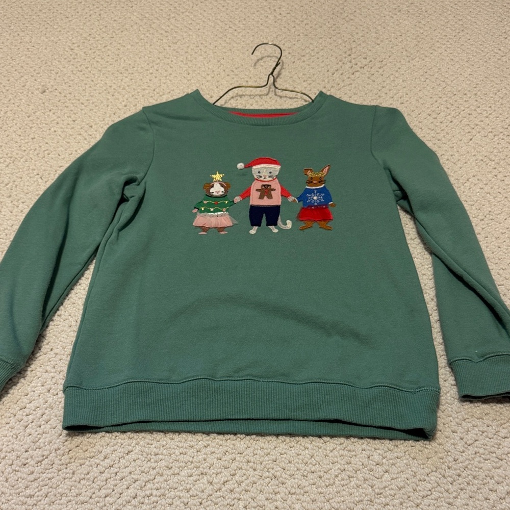 Mini Boden Green Holiday Animal Crewneck Sweatshirt